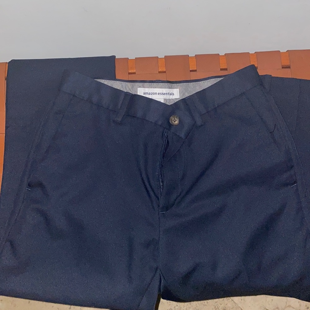 Amazon Men's Slim-Fit Flat-Front Dress Pants Navy